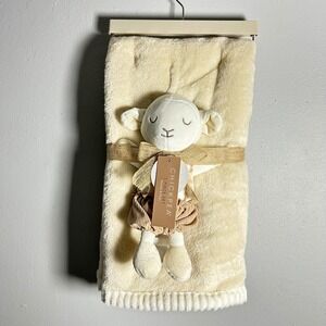 Chickpea 2 Piece Blanket and Plush Set Cream Sheep Cozy Baby Gift NEW